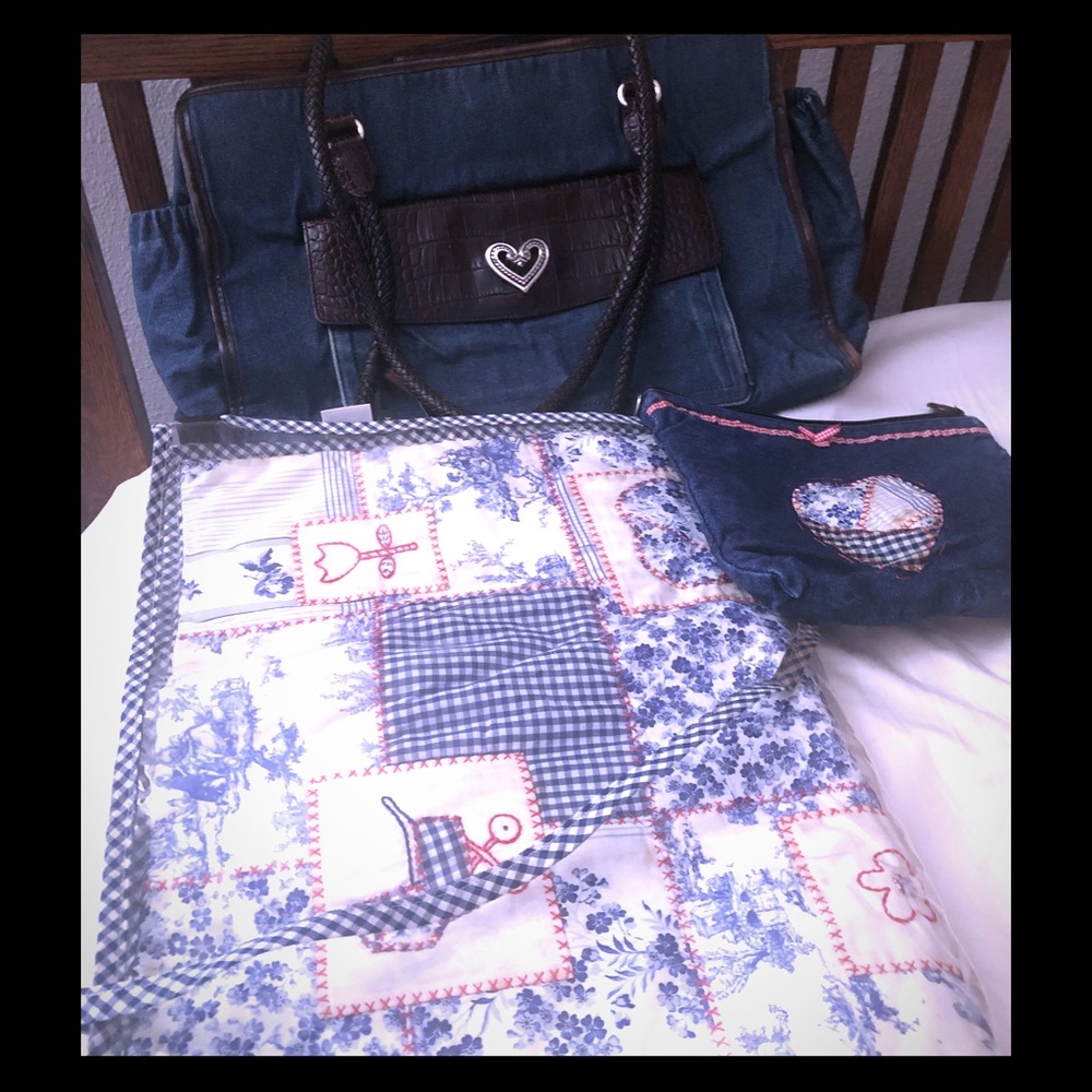 Brighton Retired Denim Diaper Bag, pad, and pouch